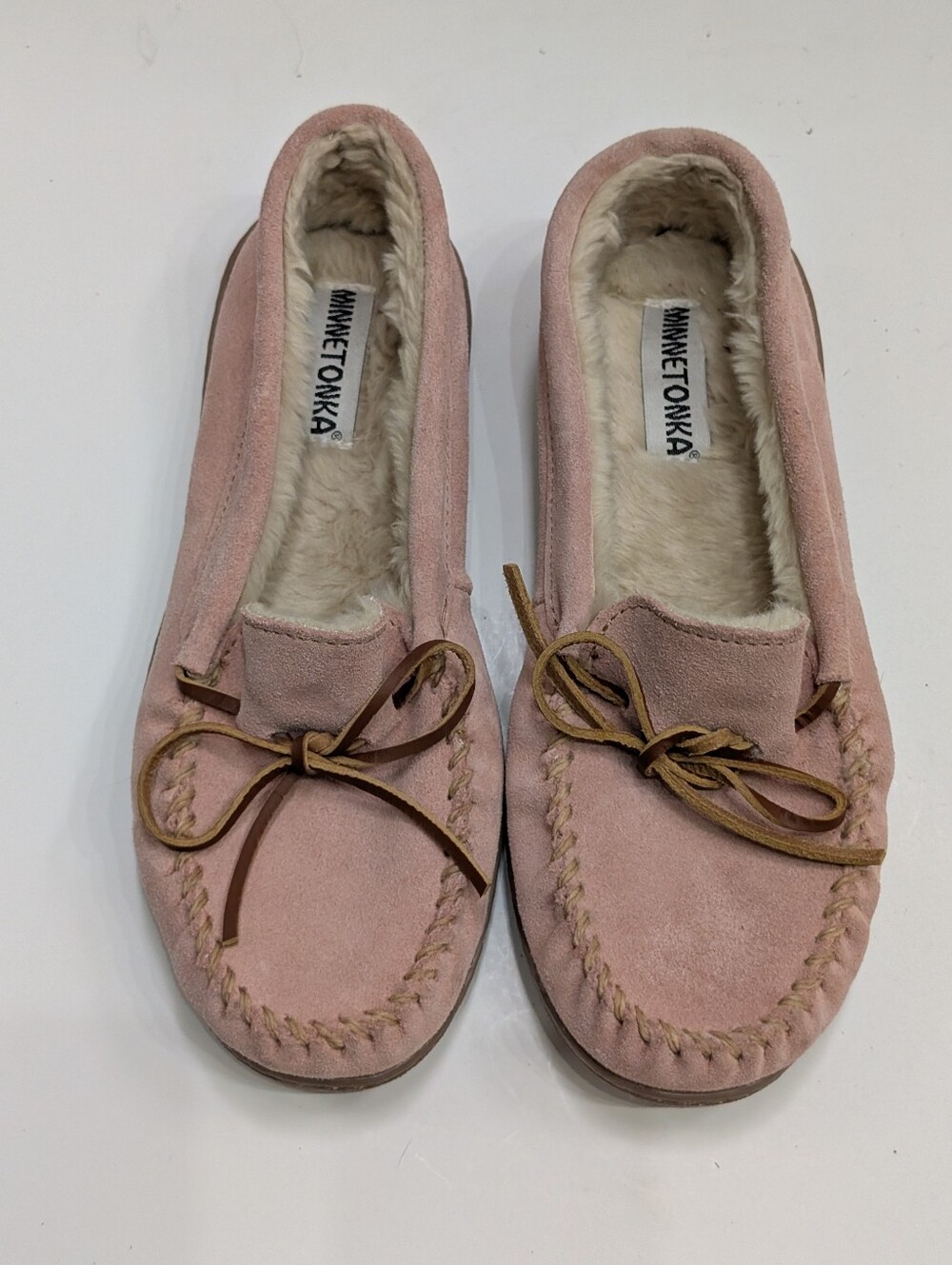 Minnetonka Women's 11 Cally Moccasin Slippers Suede Leather Pink X2